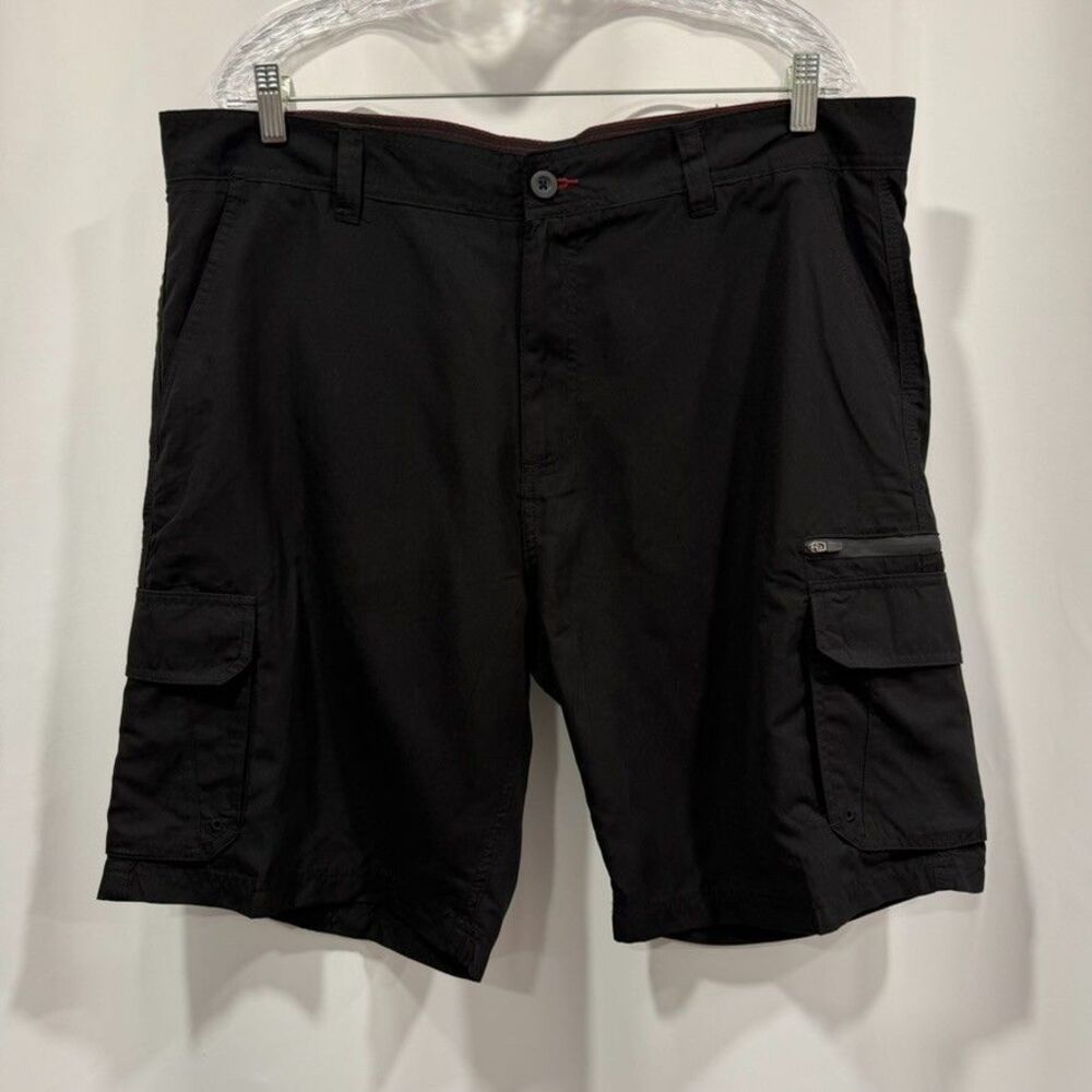 Tapa Threads Mens 38 Black Lightweight Cargo Shorts Hybrid Swim Casual 649